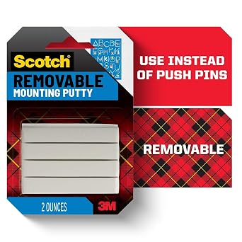 Scotch Removable Adhesive Putty, 2 oz, Reusable Mounting Tack, Non-Toxic, 3-Pack