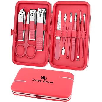 Manik re Set 10-teiliges Pedik re kit Nagel Schere Nagelpflege Nagelknipser etui Nagelset Nageletui Nagelknipser Set Reise Beauty Kit Rosa 1