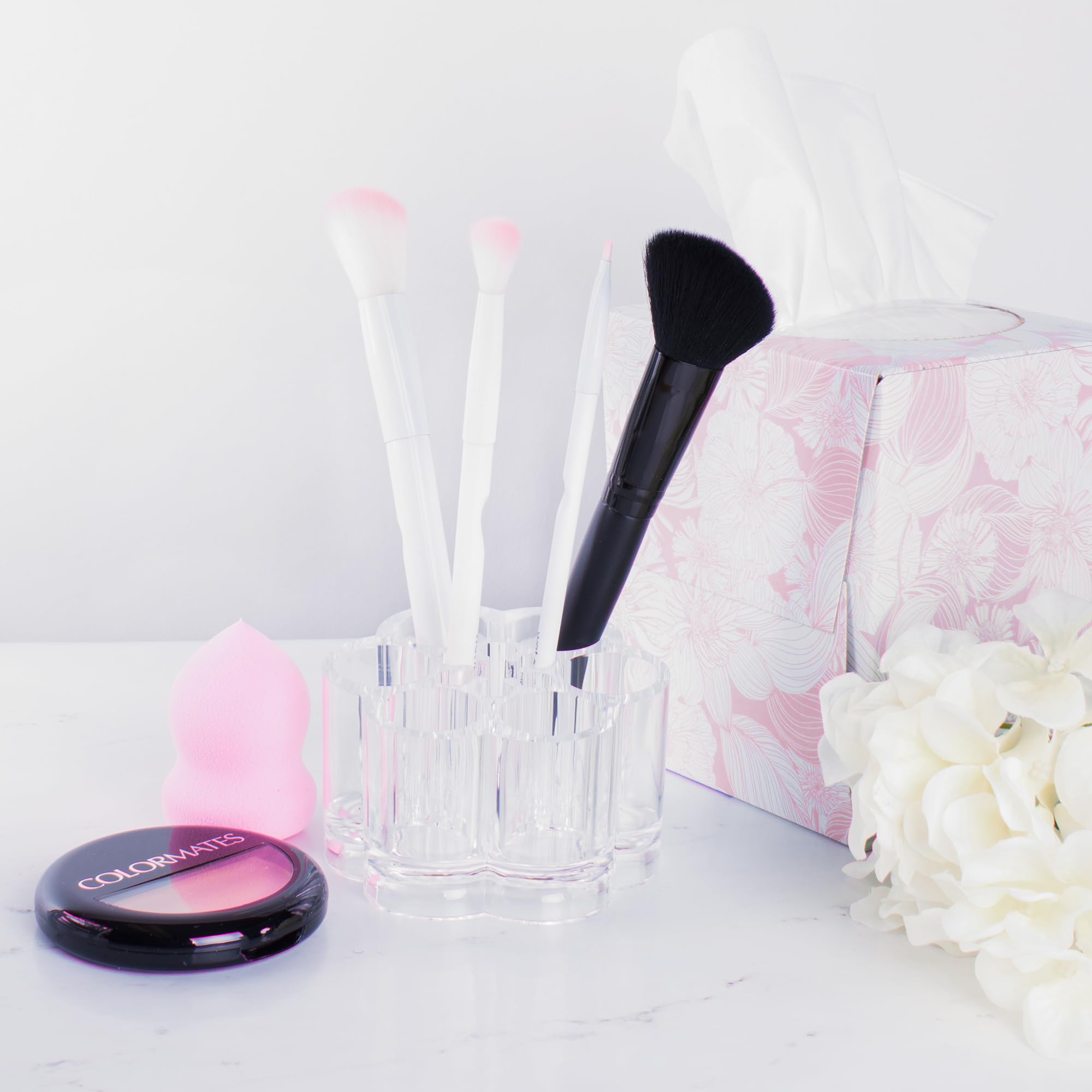 Brocha de uñas de acrílico transparente para cosméticos y maquillaje, soporte compacto con 12 espacios de ranura organizadora 4