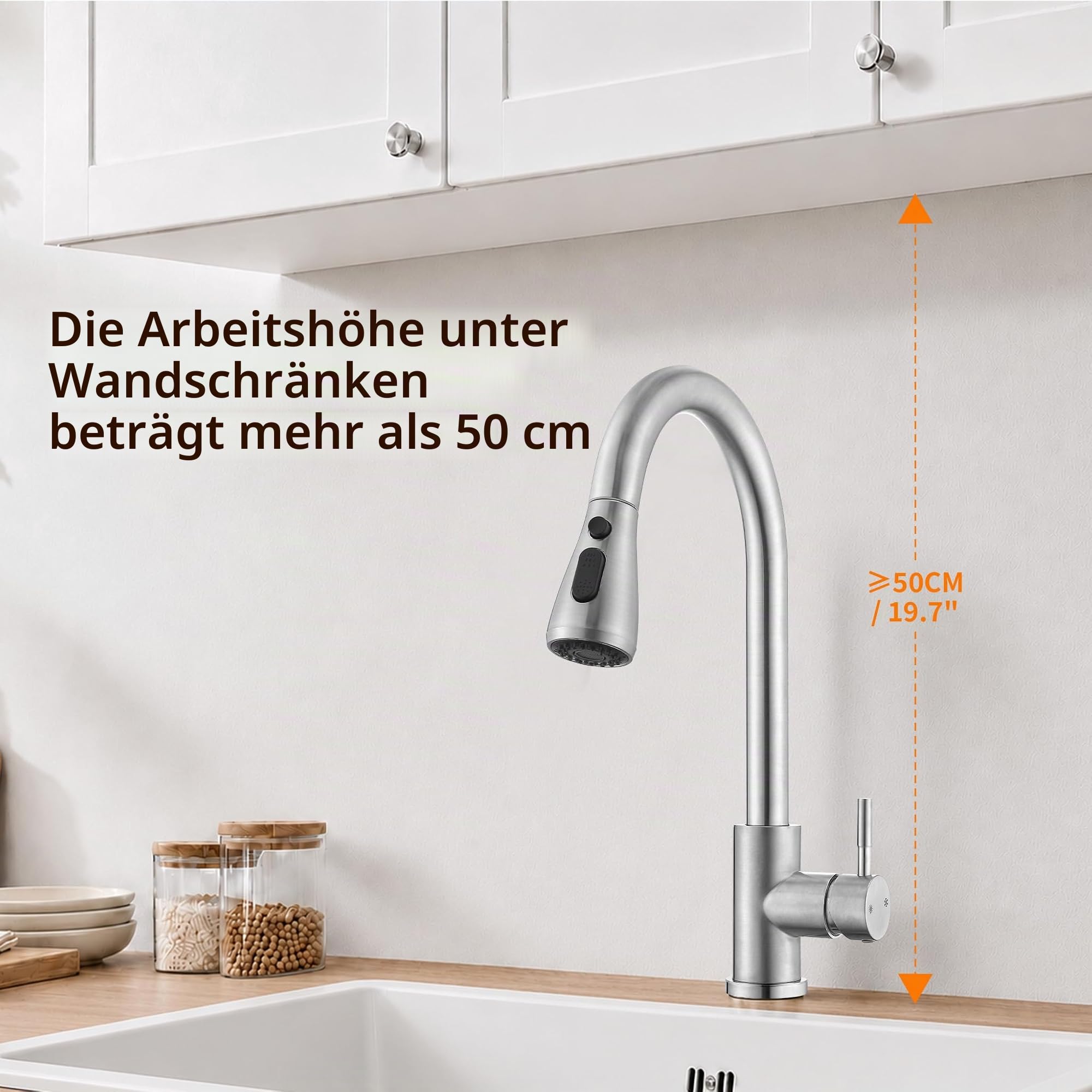 HOMELODY Wasserhahn Küche Edelstahl mit Ausziehbrause