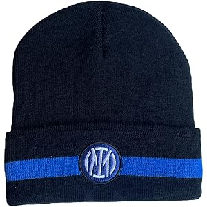 Cappello Invernale Inter Ponpon Jacquard 100% Acrilico - Berretto Unisex Nero/Azzurro - Foto 8
