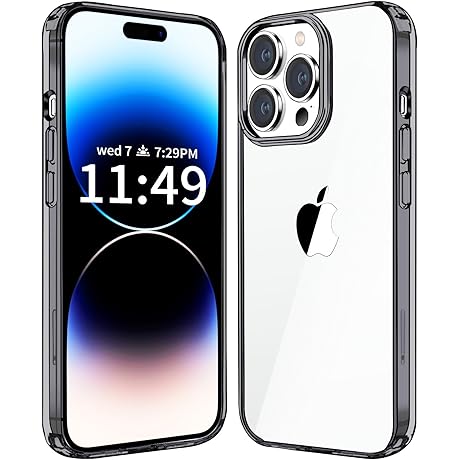 jjgoo [Clear+Black Bumper Case] for iPhone 14 Pro Max