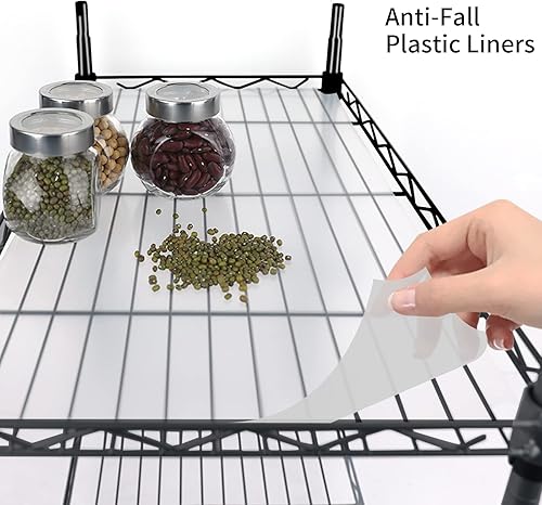 Miniatura 3 de Hestiasko Estante de almacenamiento de 5 niveles con 2 estantes giratorios, estante de almacenamiento ajustable con 5 ganchos, estante de metal,