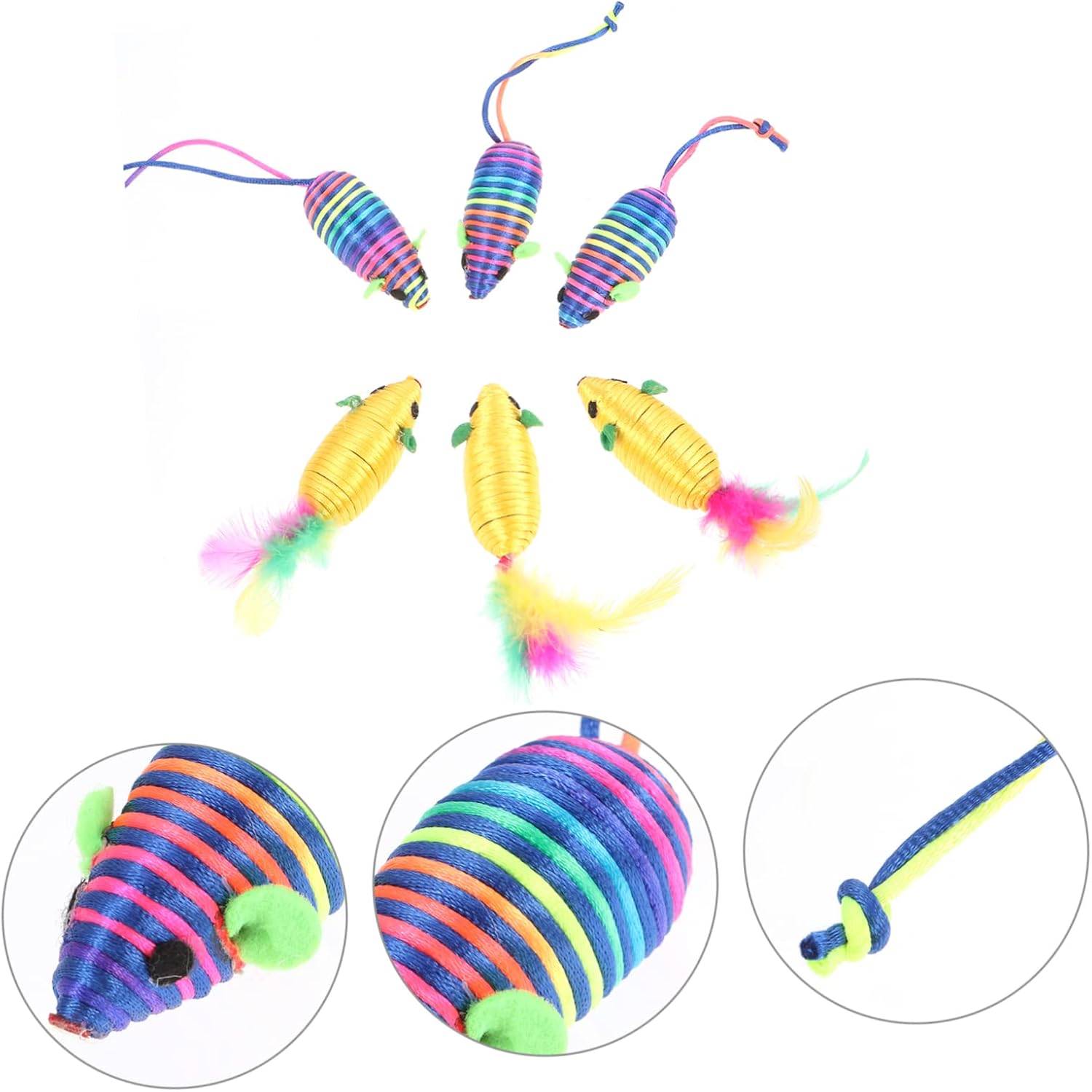 Kisangel 6pcs Cat Teaser Toys Interactive Mouse Chew Toys for Kittens and Cats Pet Amusement Playmates Design for Engaging Fun