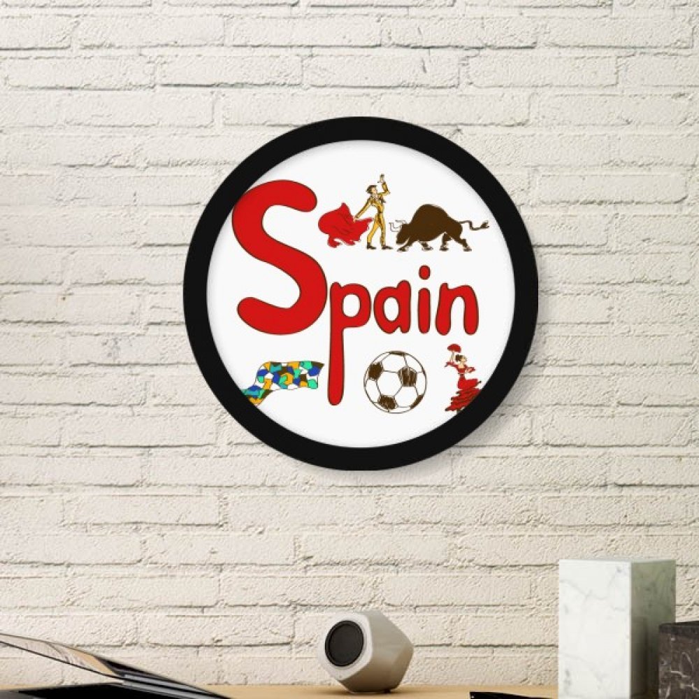 Cadre photo rond en bois Espagne motif art noir pour décoration