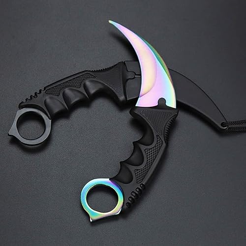 Miniatura 18 de Karambit - Cuchillo de entrenamiento de práctica de acero inoxidable con funda para principiantes, herramienta de entrenamiento 100% segura Rojo