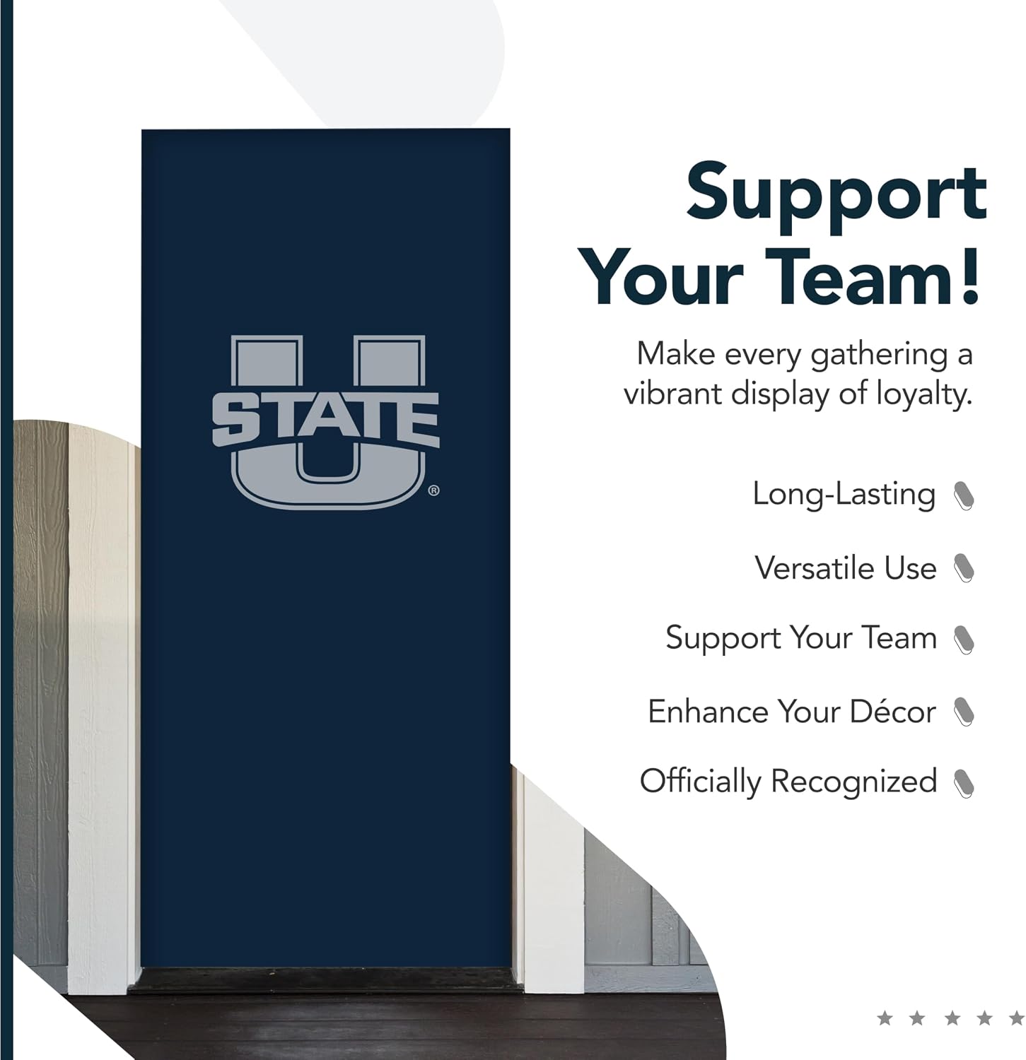 Utah State Aggies College Sports Printed Front Door Banner - NCAA Licensed - Durable Vinyl - School Banner (Blue, Gray) (36" x 80")