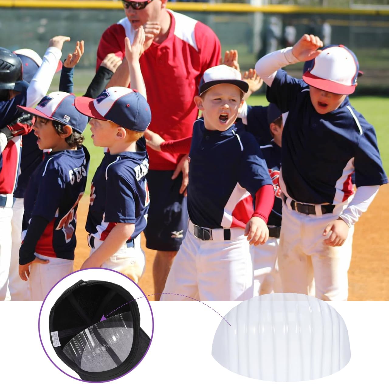 Unomor 25 Pack Baseball Cap Inserts Hat Insert to Keep Shape Plastic Hat Shapers Lightweight Cap Crown Supports for Storage Travel Home Shop