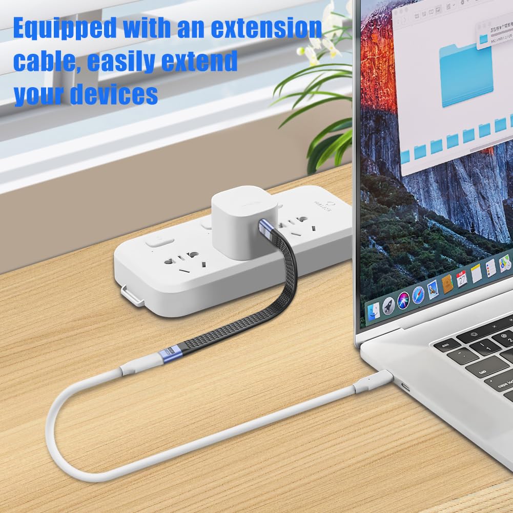 OFFCUP Kabel USB C Court, 2 szt. 240 W Typ C Mâle Vers Mâle/Femelle 40 Gbps Kabel do szybkiego przesyłu danych Souple FPC Mini-USB do telefonu Przenośny smartfon Tablet Appareil