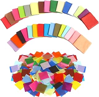 CCINEE 6000 Pcs 1 Inch Tissue Paper Squares, 30 Assorted Colors Art Rainbow Tissue Paper Multicolor Tissue Mosaic Squares for Arts Craft DIY Project Scrapbooking Party Supply