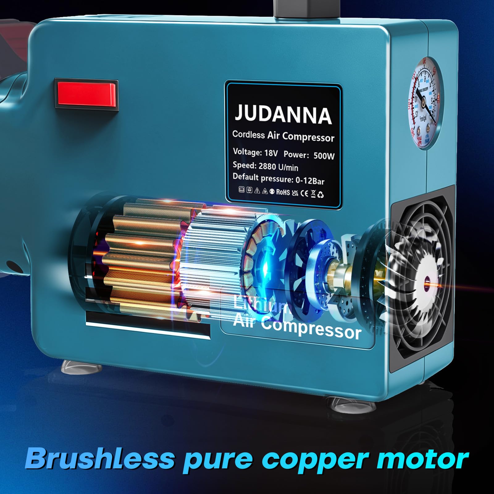 Mini compressore d'aria a batteria per Makita 18 V, mini compressore d'aria 150 psi/10,34 bar, 35 l/min, per utensili pneumatici, lavori in altezza, piccole riparazioni