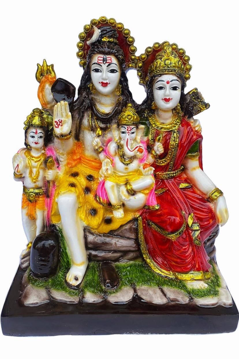 Statue Shiv Parivar en marbre de 23 cm pour temple de maison hindou
