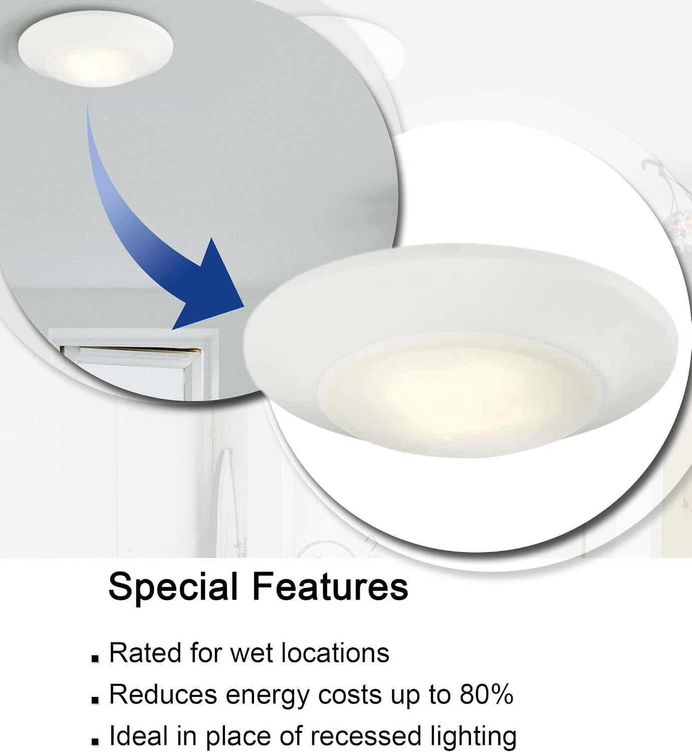 Ciata Lighting Round LED Disk Light Ceiling Flush Mount, Integrated LED Dimmable, Indoor/Outdoor, Energy Saving, Frosted Lens, 12-Watt, 3000K, 840 Lumens, 6-Inch – White Finish