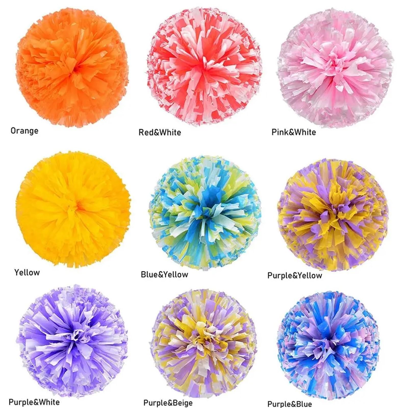 Lot de 10 pompons de pom-pom girl pour costume de compétition, fleur fantaisie, pom-pom girl, pompons, décoration de fête, club, fournitures de sport (rouge et blanc)