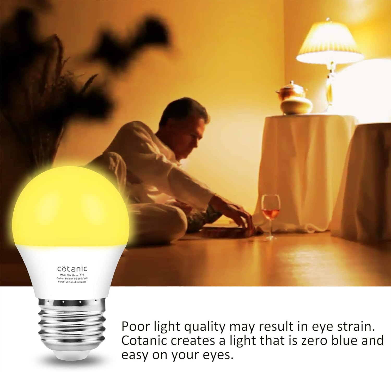 Best Cyber Deals 🔥 A15 Yellow LED Bug Light Bulbs, Cotanic Amber Warm Bulb, Outdoor Porch Lights, 40W Equivalent (5W), E26 Medium Base, Non-dimmable, Night Light for Bedroom, 4 Pack