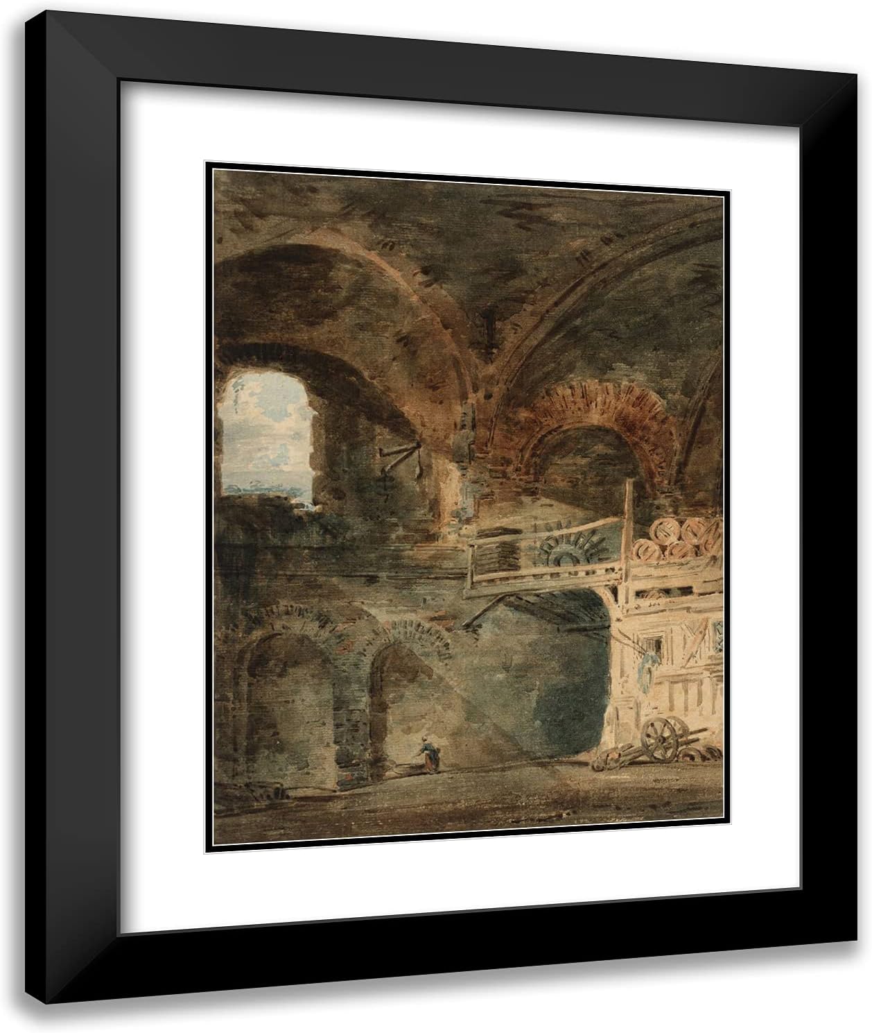 ArtDirect Girtin, Thomas 20x24 Gold Ornate Framed Art Print with Double Matting Titled: The Ruins of the Emperor Julians Baths