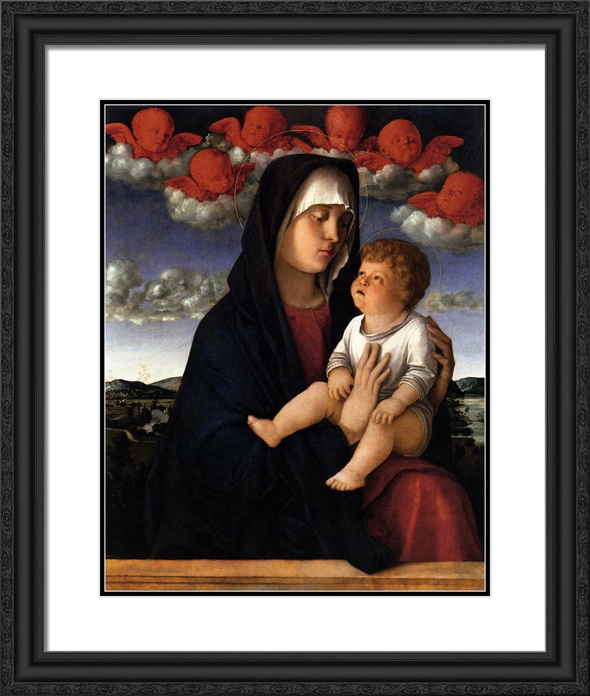 ArtDirect Bellini, Giovanni 20x23 Gold Ornate Framed Art Print with Double Matting Titled: The Madonna of the Red Cherubs
