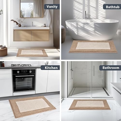 Miniatura 7 de Alfombras de baño de 30 x 46 pulgadas, antideslizantes, extrasuaves, absorbentes, lavables a máquina, de secado rápido, para suelo de baño, ducha,
