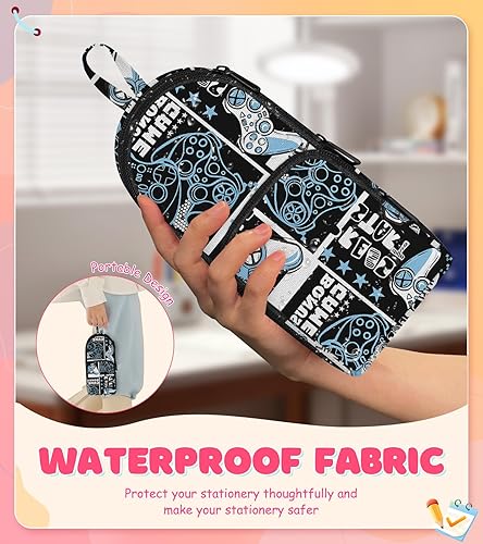 Miniatura 6 de LISEVO Bonito estuche azul con forma de mochila escolar 3D con forma de bolsa escolar para niñas, niños y mujeres, gran capacidad para bolígrafos y