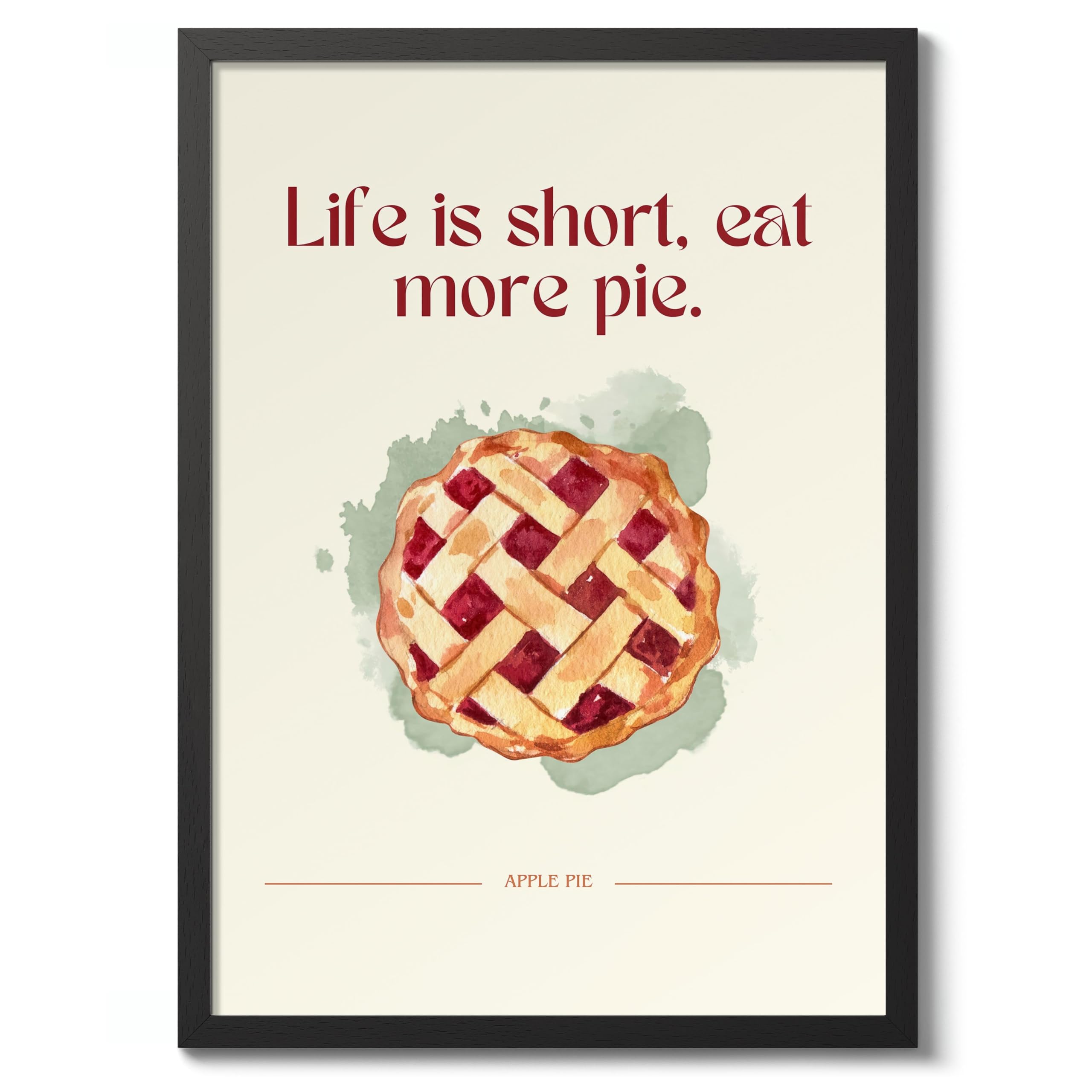 Eat More Pie Kitchen Poster, Cooking Baking Quotes Prints, Kitchen Line Food Illustration Wall Art, Funny Humour Quotes Home Decor, Archival Matte, A2 (Black Frame) - 59.4x42cm โ image 1