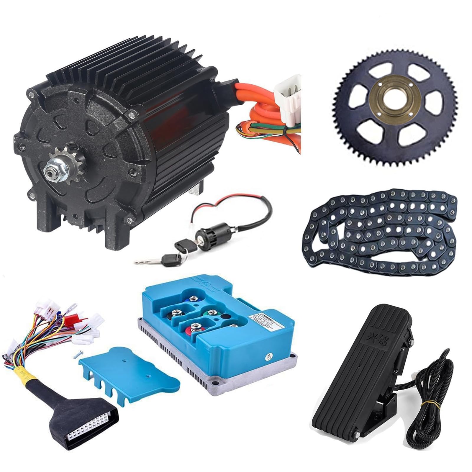 Kunray Motor eléctrico 72V 5000W Motor de alta potencia Mejorado, motor eléctrico para kart Go Kart, motor eléctrico de 6800 rpm para Gokart, patinetas, Dirtbike, ATV/motocicleta, Kit de mejora Razor