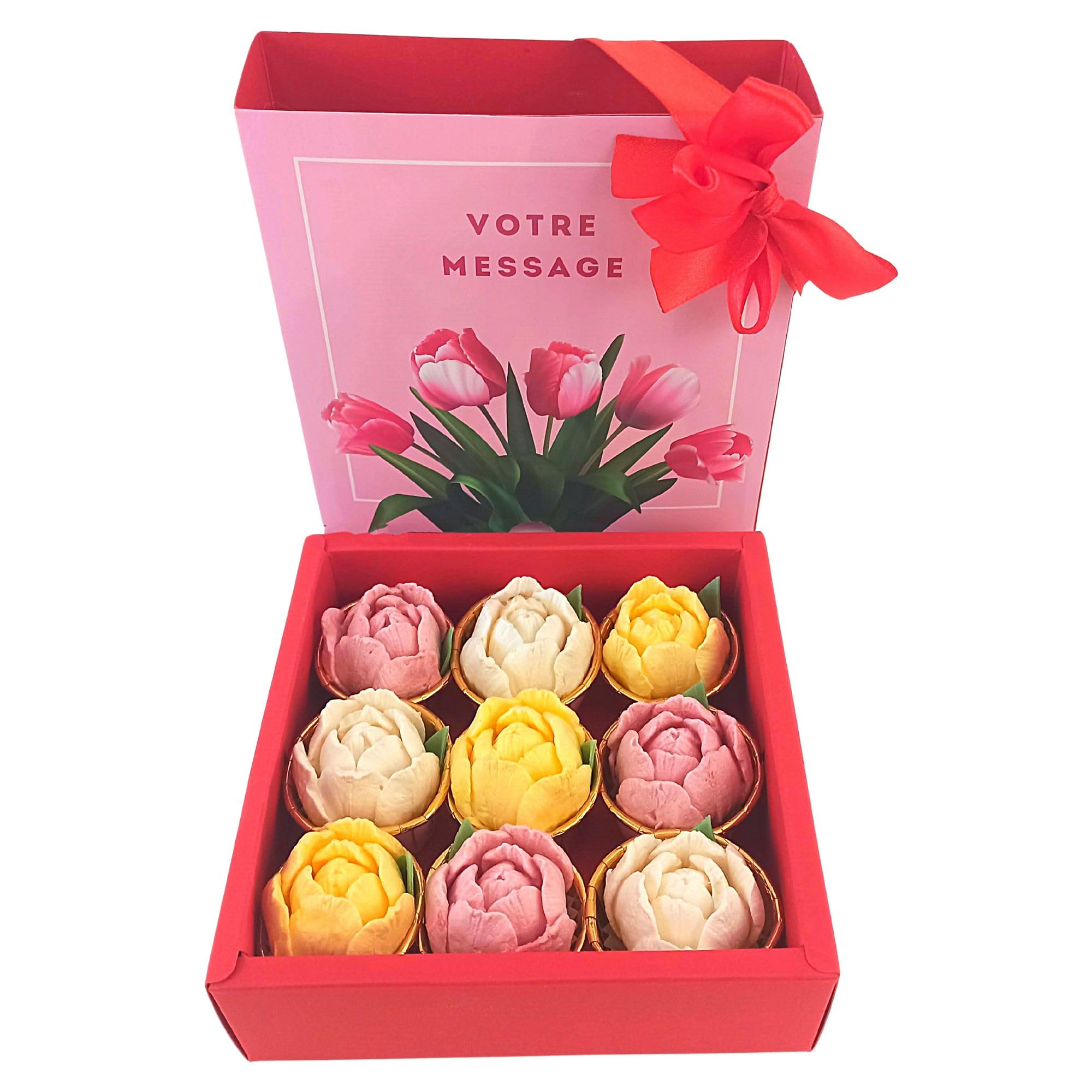 Guimauves artisanales fleurs tulipes guimauves à la russe artisanales original et personnalisé Anniversaire Coffret Enfant Fête des mères maman copine