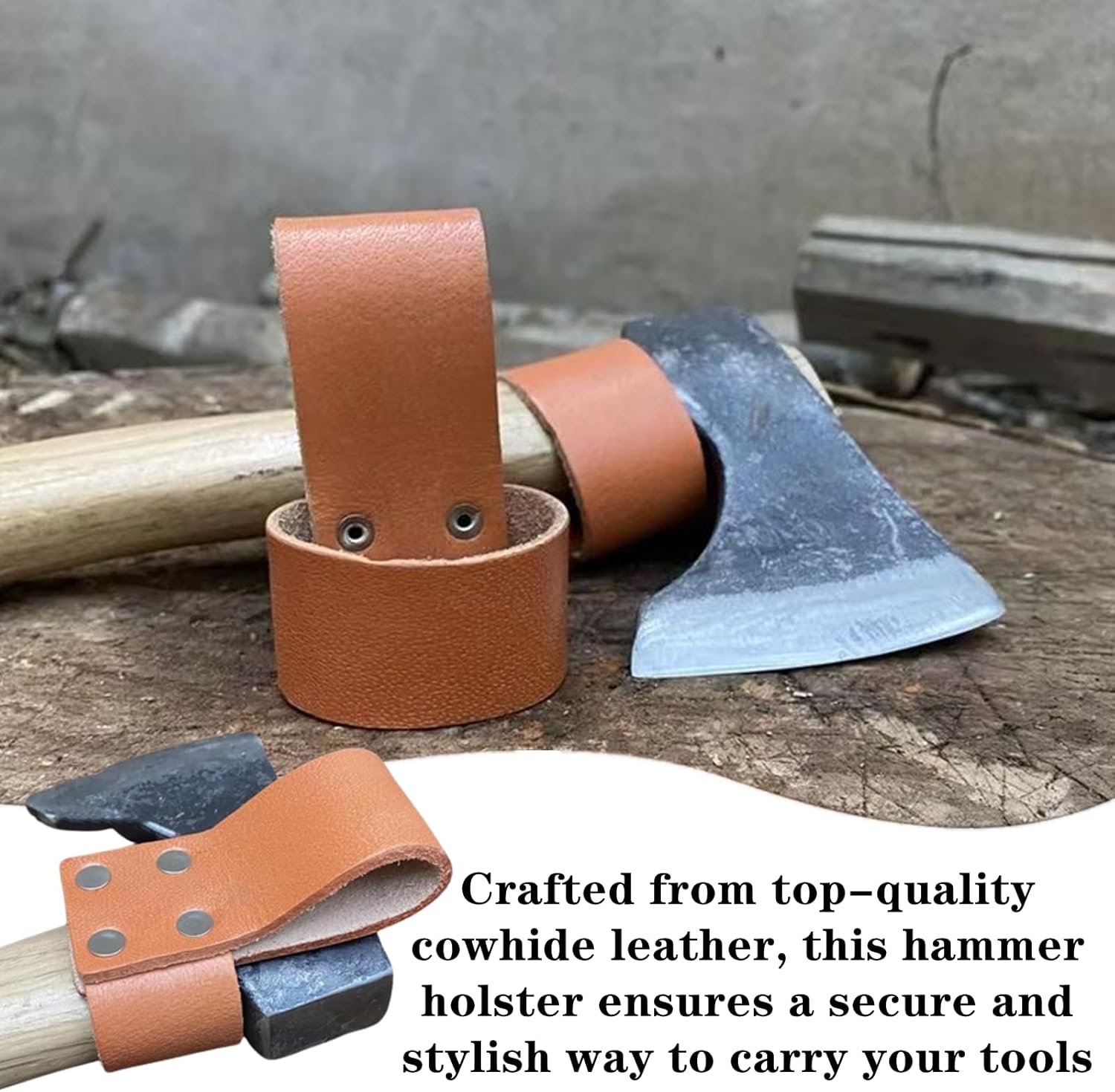 Hammer Holster Premium Leather Axe Sheath Axe Holster Belt Loops for Outdoor