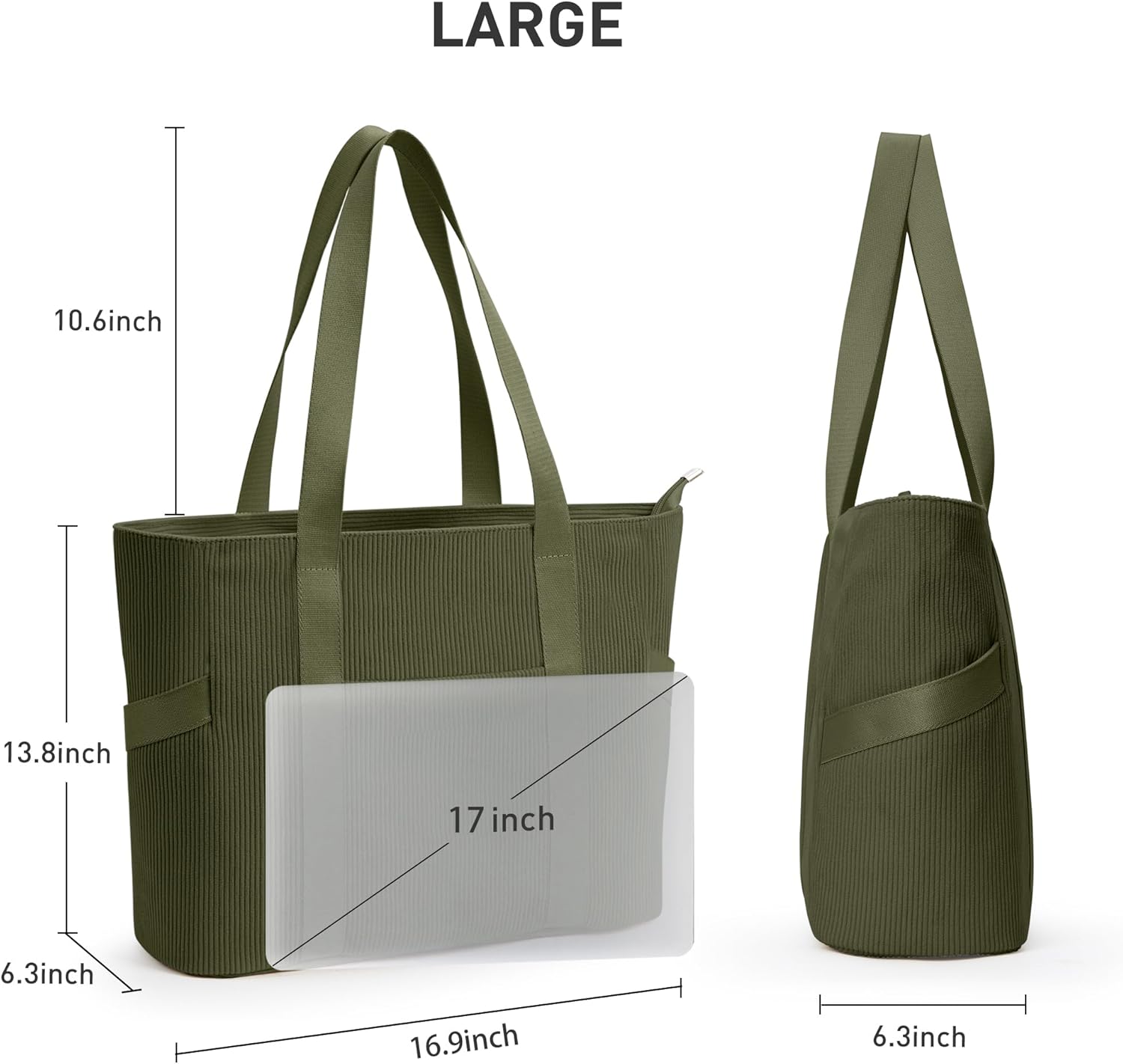 Tote Bag for Women with Zipper, Travel Tote Bags with Compartments Large Shoulder Bag Handbag for Gym Work School - Image 4