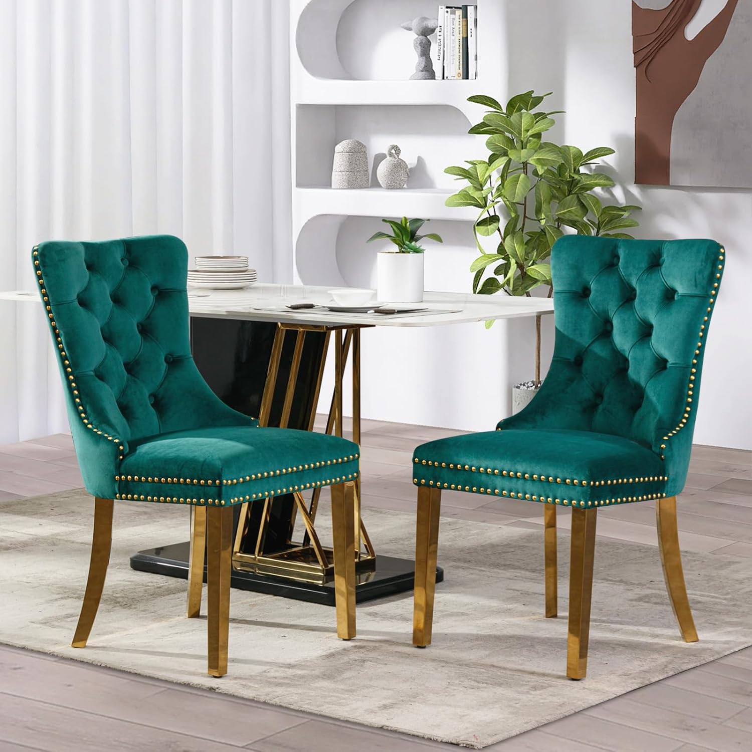 SoarFlash Velvet Dining Chair Set of 2, Upholstered Tufted — free download