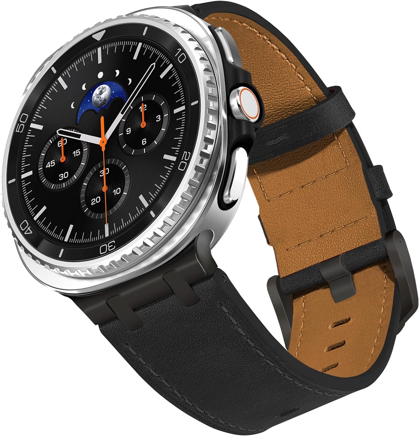 VeveXiao Leather WristBand Compatible with Samsung Galaxy Watch 8 Classic 46mm Band,Rugged Vintage Genuine Leather Extra 26mm Wide Watch Bracelet Galaxy Watch 8 40mm 44mm Strap