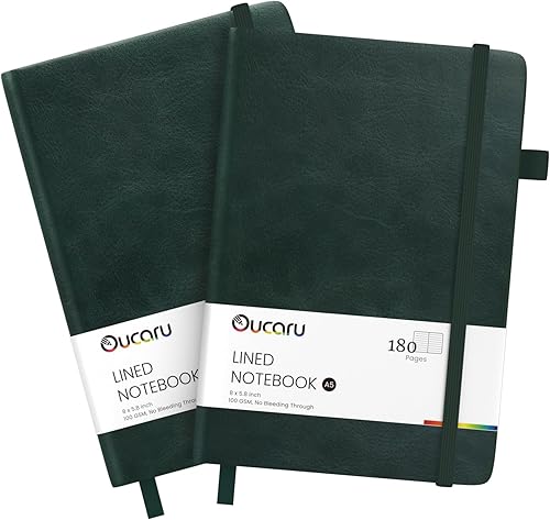 Miniatura 13 de Oucaru Cuaderno rayado, paquete de 4, 180 páginas, diarios A5 para escribir, papel grueso de 100 GSM, cuadernos pequeños diarios para mujeres y 4