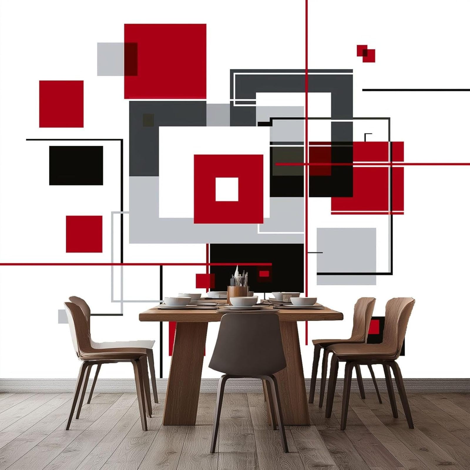 Décoration murale pour chambre et salon | Papier peint géométrique intissé