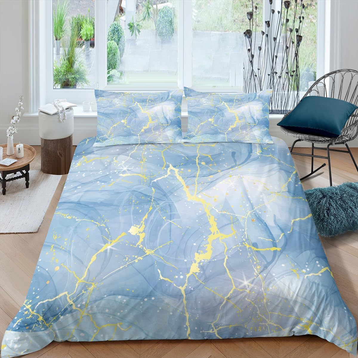 Housse de couette 155x220 marbre parure de lit hypoallergique