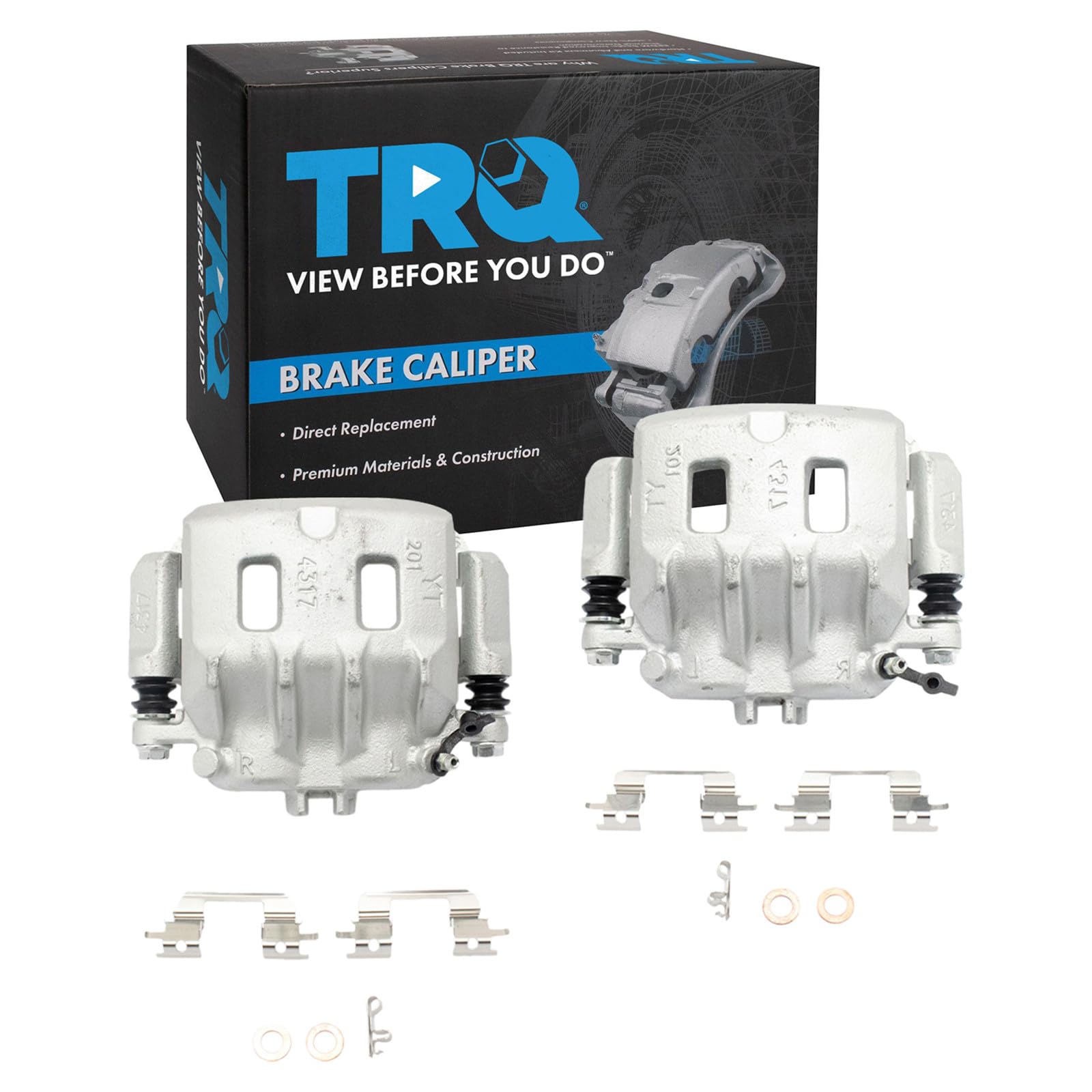 TRQ Front Driver and Passenger Side Brake Caliper Set Caliper Brackets