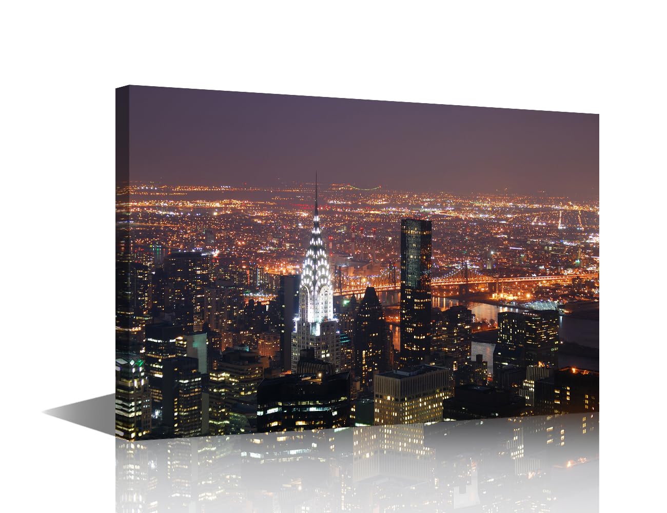 TISHIRON Wall Art Canvas Poster Manhattan Wall Decor Paintings Chrysler Building Walls Artwork for Bedroom New York Canvas Walls Art Prints City Landmark Artwork for Home Decorations(18" Wx12 H)