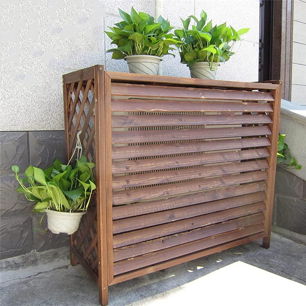 Persianas Resistentes A La Intemperie Cubiertas Centrales De Aire Acondicionado, Soporte De Flores Persianas De Exterior, Pantalla De Valla De Aire Acondicionado De Madera Maciza, para Prot
