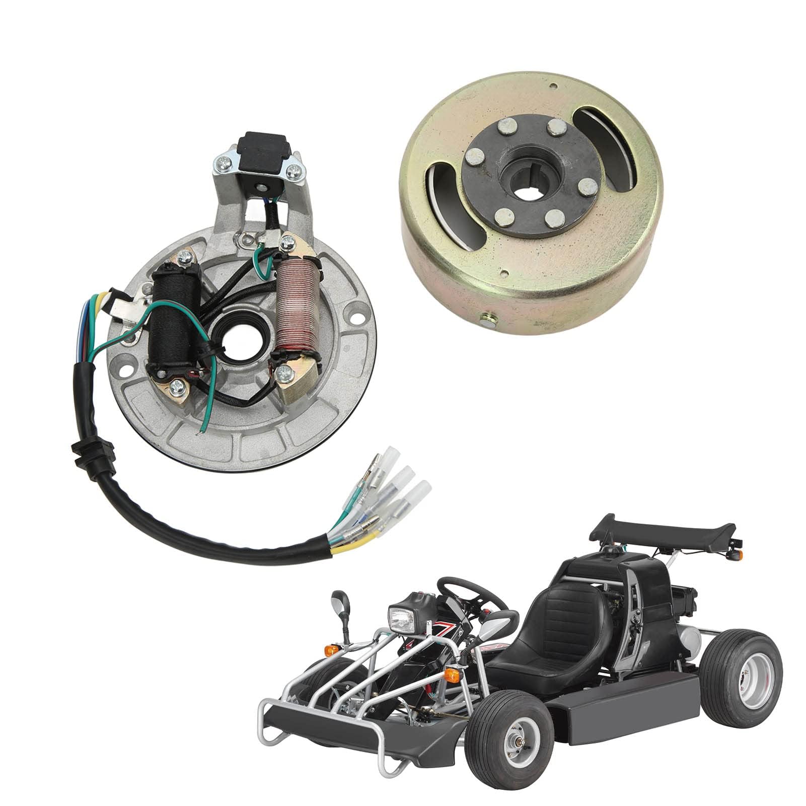 Magneto Stator Flywheel Rotor Kit, Kupfer Alu Zündspule für Kickstarter Motor