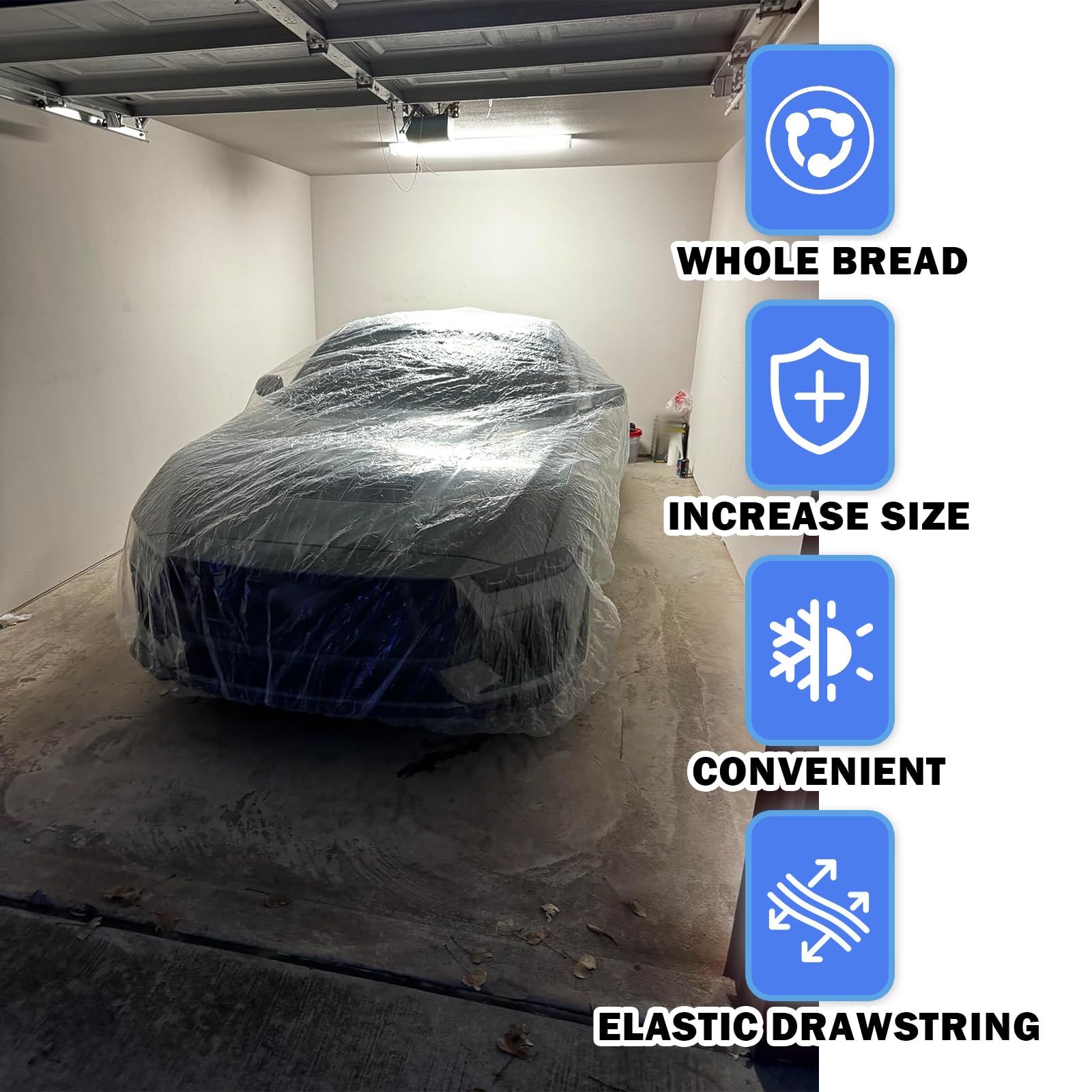 Plastic Car Cover with Elastic Cord 21 32x12 46 Ft Car Covers for Automobiles to Isolate from Dust — view 6