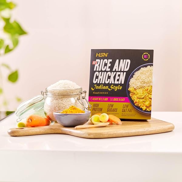 Plato Preparado Fit Arroz con Pollo en Salsa al Curry estilo Hindú de HSN | 420 gramos | Listo para Calentar y Tomar | Alto en Proteínas, Bajo en calorías | Comida Sana y Rica - 4