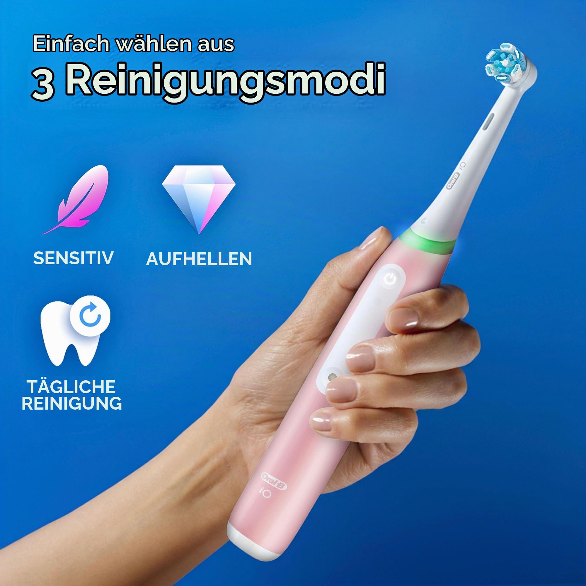 Oral-B Elektrische Zahnbürste iO 3, Ersatzbürste, Rosa