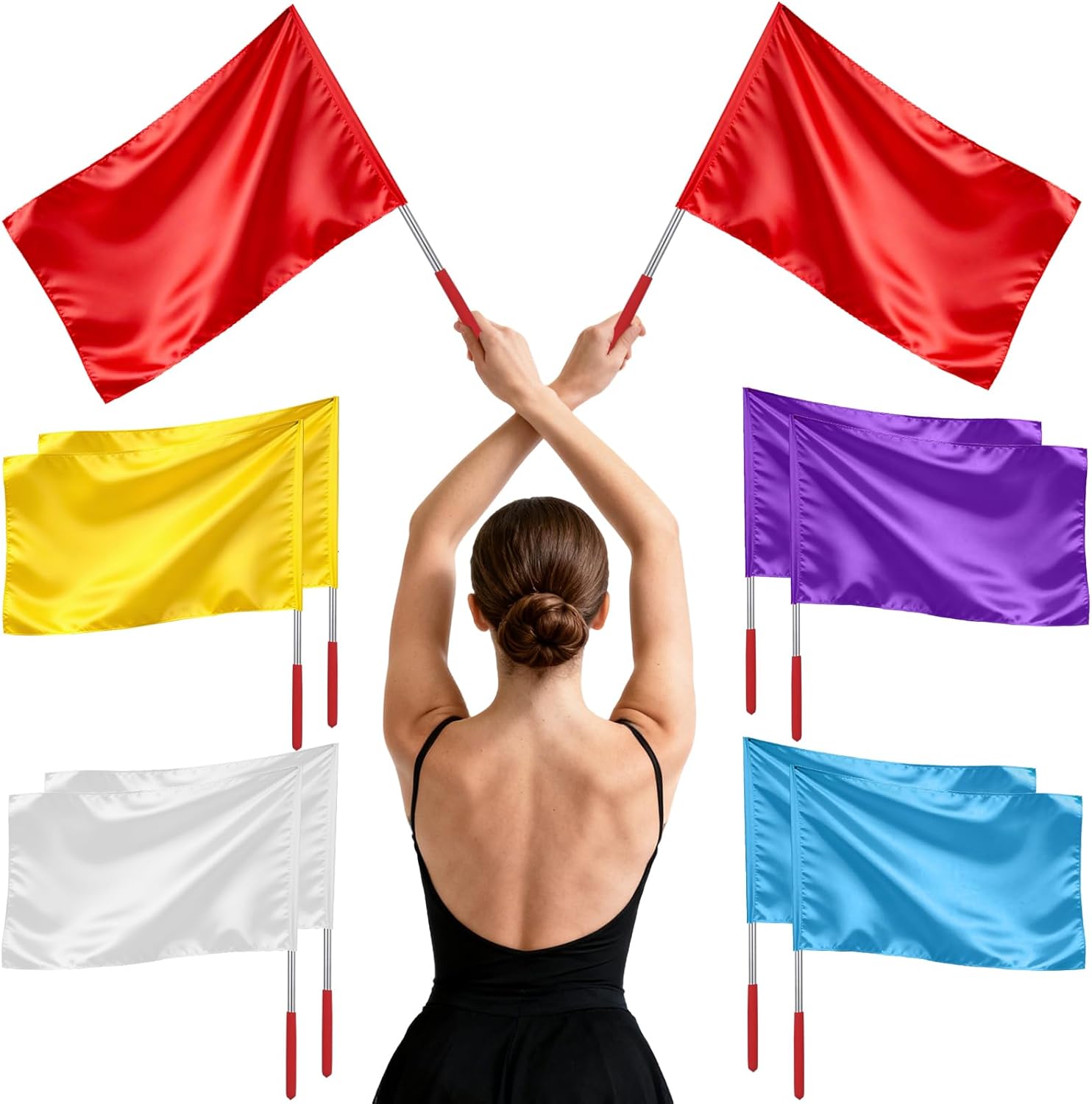 10 PCS Worship Flags for Dance Church 20 x 27 Inch Praise Dance Flags with 2 Telescopic Poles for Team Outdoor Practice Performance Church Services