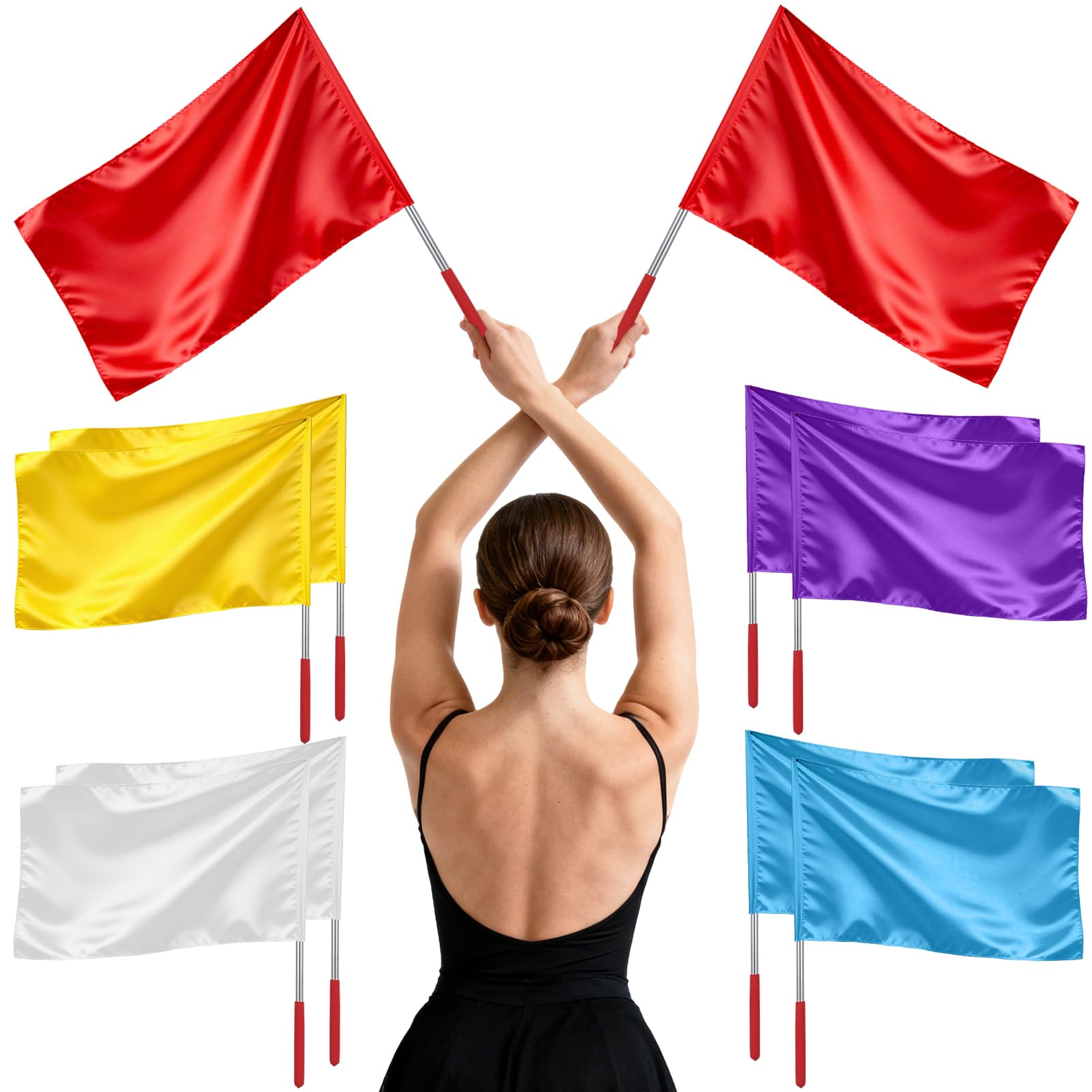 10 PCS Worship Flags for Dance Church 20 x 27 Inch Praise Dance Flags with 2 Telescopic Poles for Team Outdoor Practice Performance Church Services