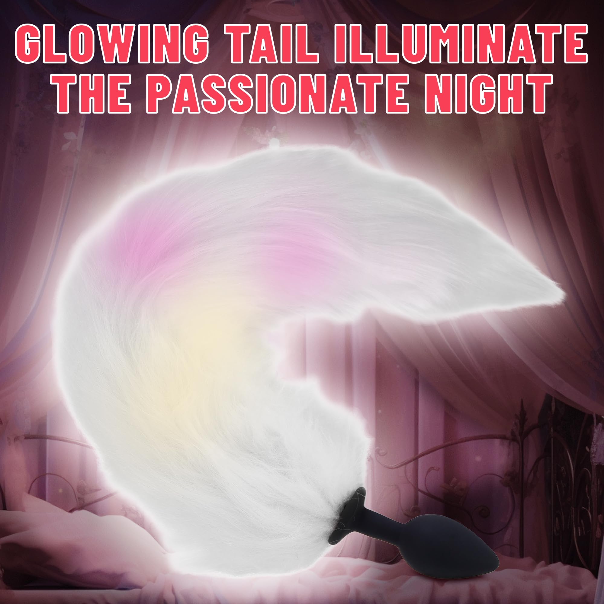 Anal Plug Fox Tail Glowing in The Dark Silicone Butt Plug Bright Light Up Fox Tail Anal Toy Adult Sex Toys for Men Women Couples: White Long