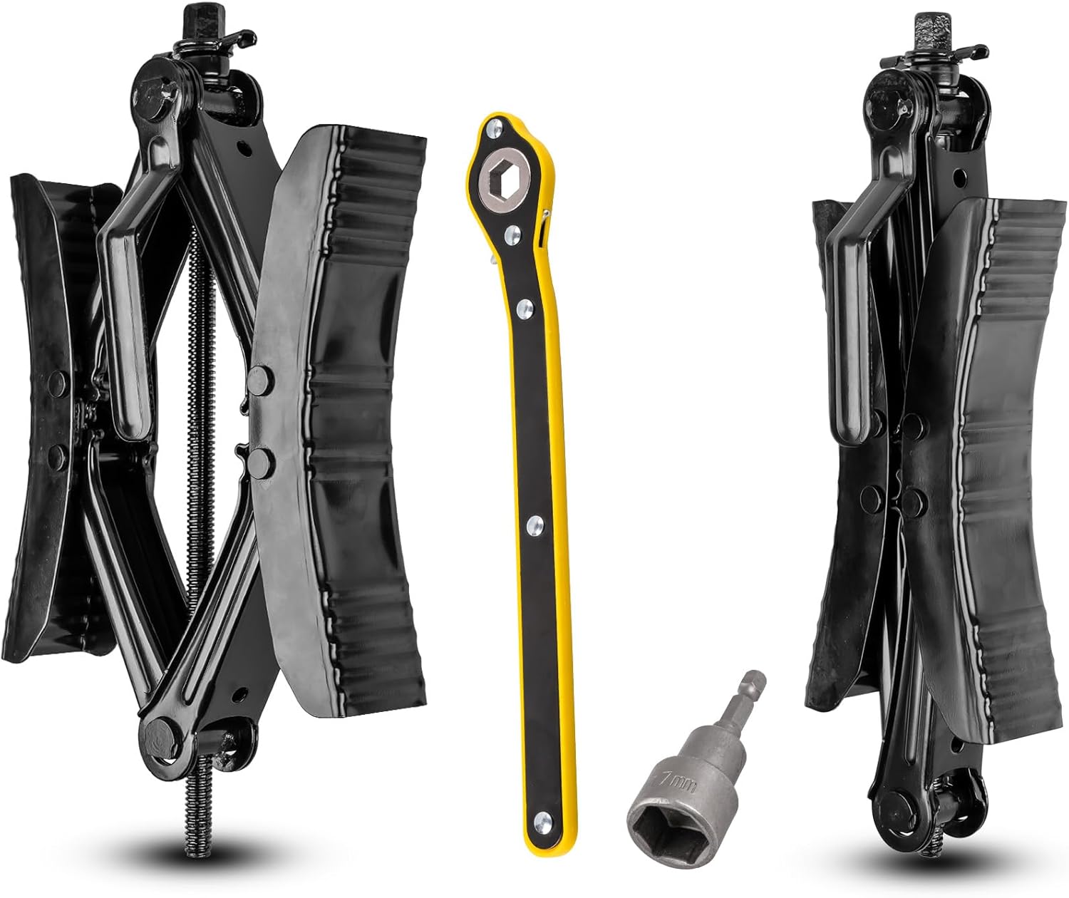 RV Wheel Chock Stabilizer X-Shaped, Adjustable 3.5-12 Inch Heavy Duty Wheel Stabilizer Lock for Travel Trailer, Camper & RV, Includes Wrench, Socket & Tools for Trailer Stabilizing