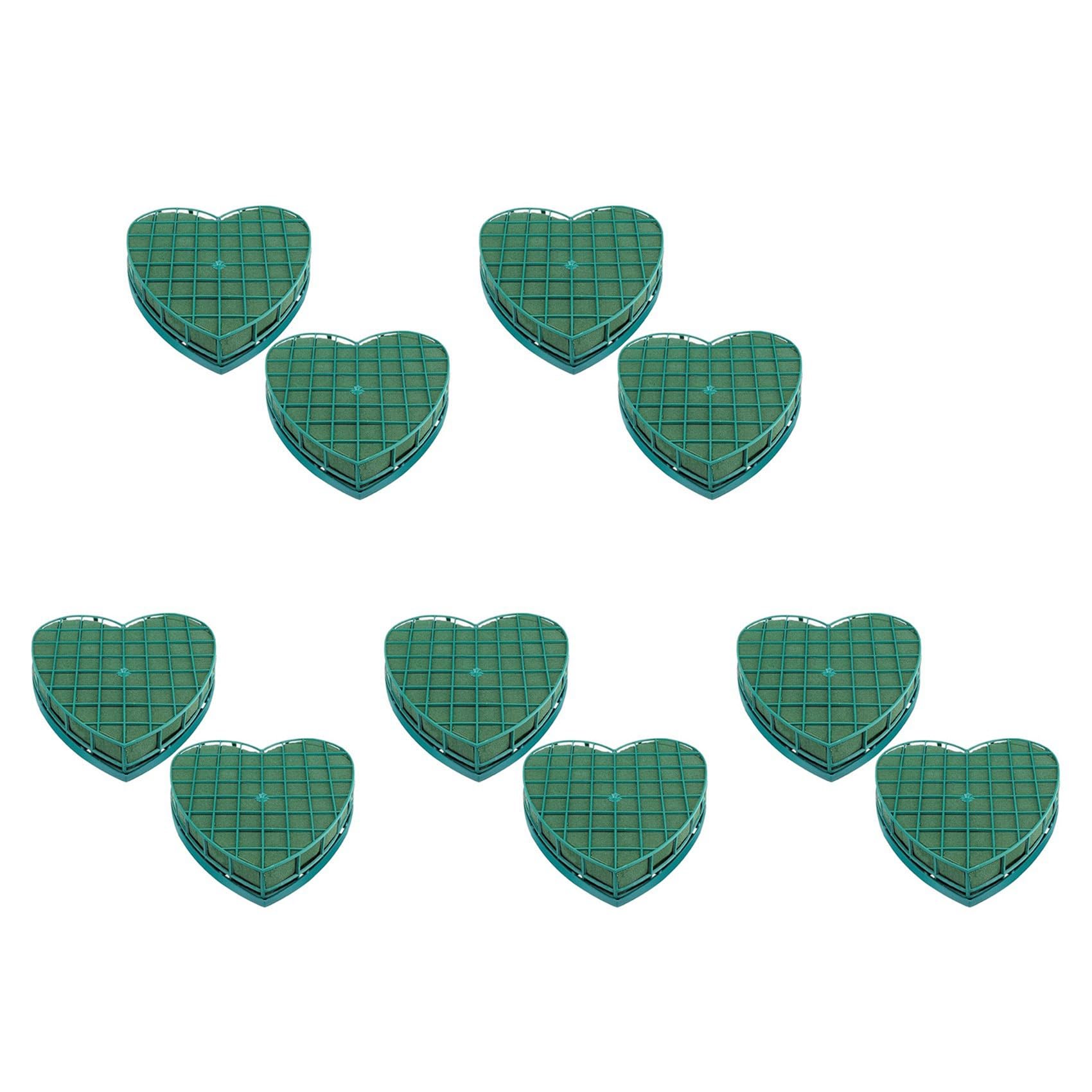 Hndhbfgrt 10Pcs Floral Foam Heart-Shaped Flower Holder with Floral Foam for Wedding Centerpiece Party Car Table Floral Arrangement
