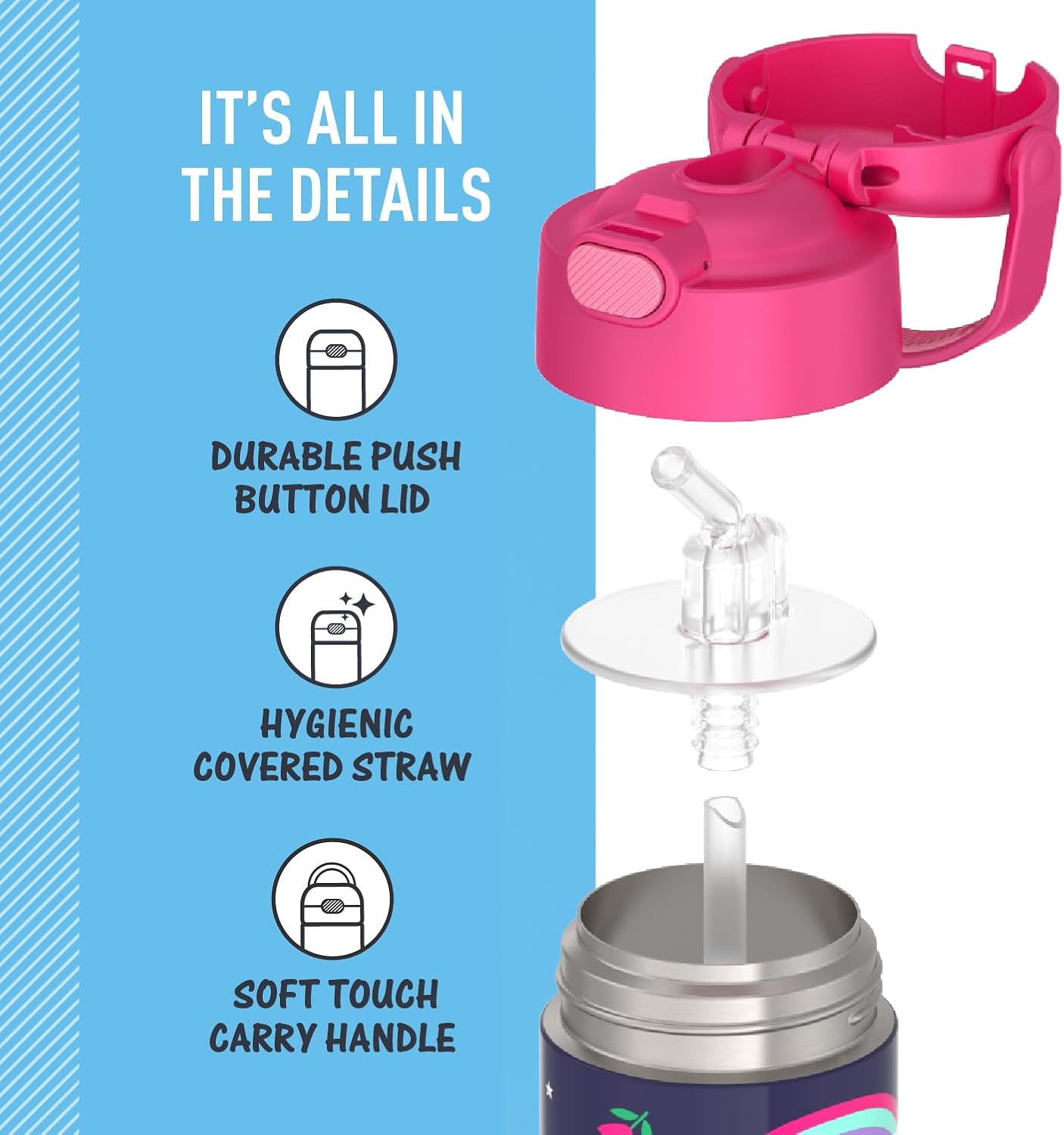 THERMOS 410mL Stainless Steel Non-Licensed FUNtainer® Bottle, Unicorn, 14 oz - Image 4