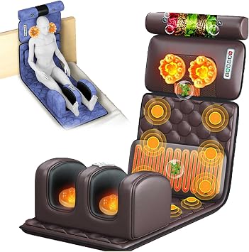 Memory Foam Vibrating Massage Mattress Pad,Full Body Massager for Back Lumbar Leg Muscle Relaxation,Full Body Massage Mat with Heat 10 Vibrating Nodes,Foldable