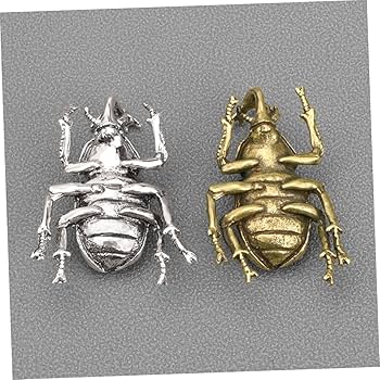 Amazon.co.jp: RORPOIR 銅製カブトムシ模型虫飾り シルバー