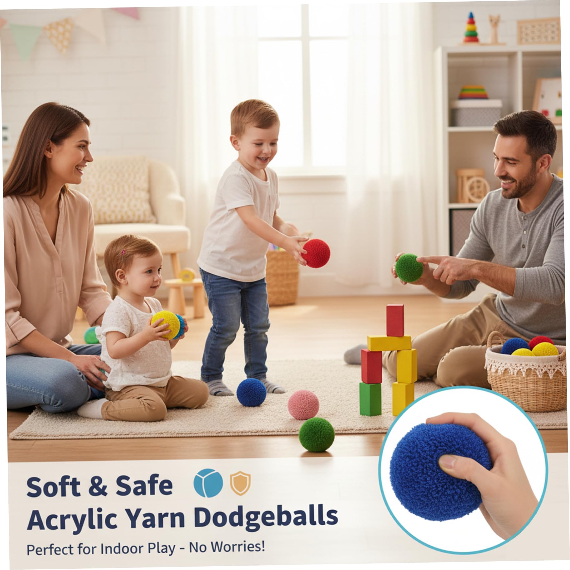 Confezione da 24 Palline di Filato, Palline morbide e Soffici da 10 cm per Bambini e Adulti, da Gioco sicure per Giochi all'aperto al Coperto, Pallamano, Casuale