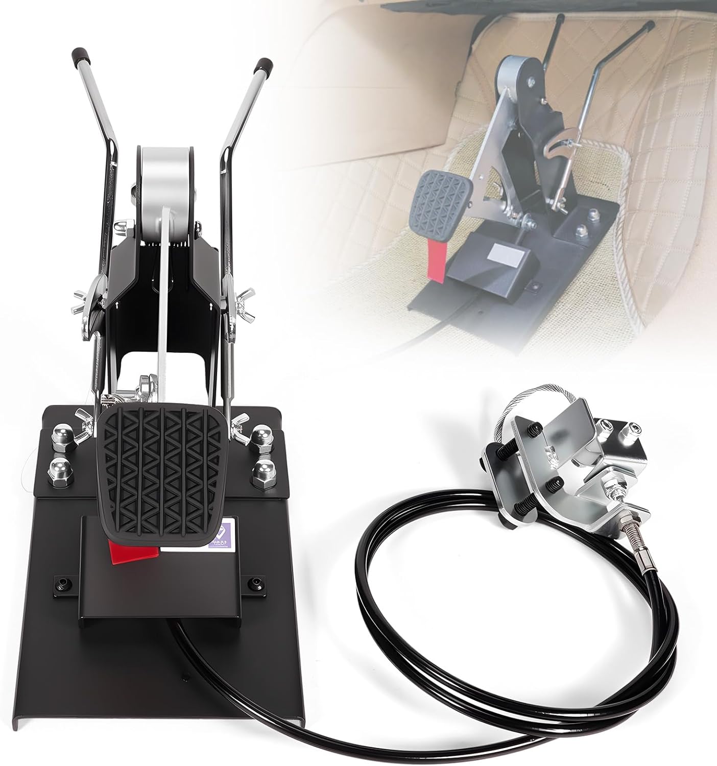 Universal Dual Brake Pedal Passenger Side for Driver Training & Multi-Vehicle Use, Dual-Piston Hydraulic System, No-Drill Install, New Student Driver Learn to Drive Training Brake